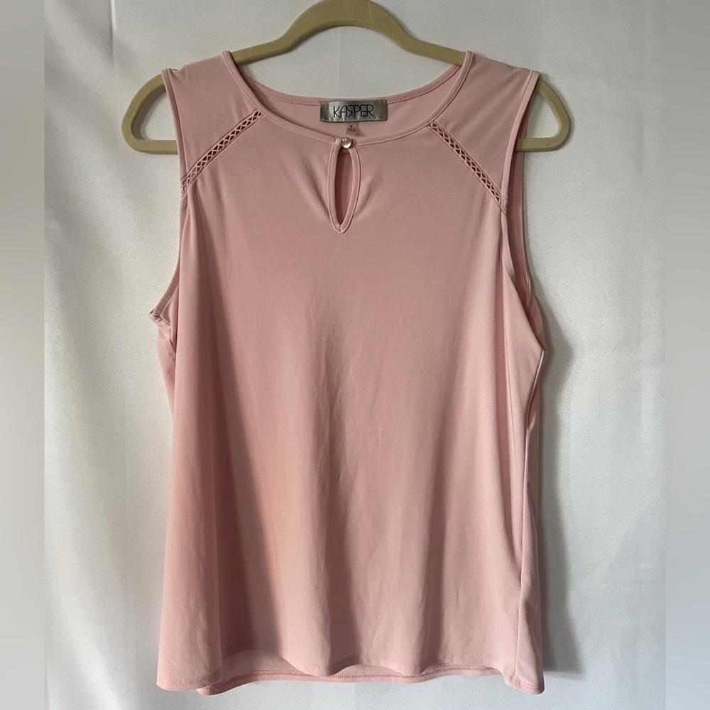Kasper, women’s blouse, pink shirt sleeve size M original $49